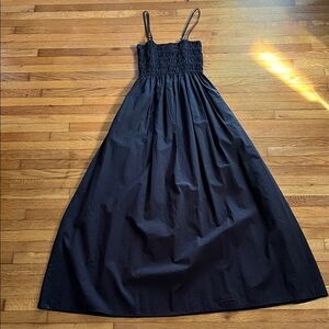 Faithfull the Brand Black Maxi Dress with Smocked Bodice